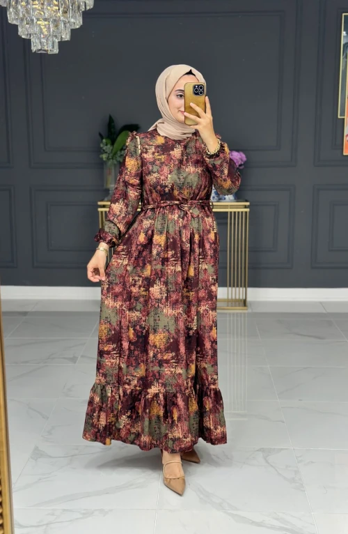 Valerya Uzun Elbise - Bordo