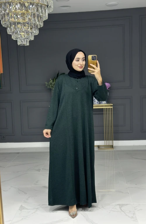 Merve uzun tesettur elbise - zümrüt
