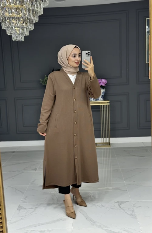 Rabiş uzun fitilli hırka - vizon