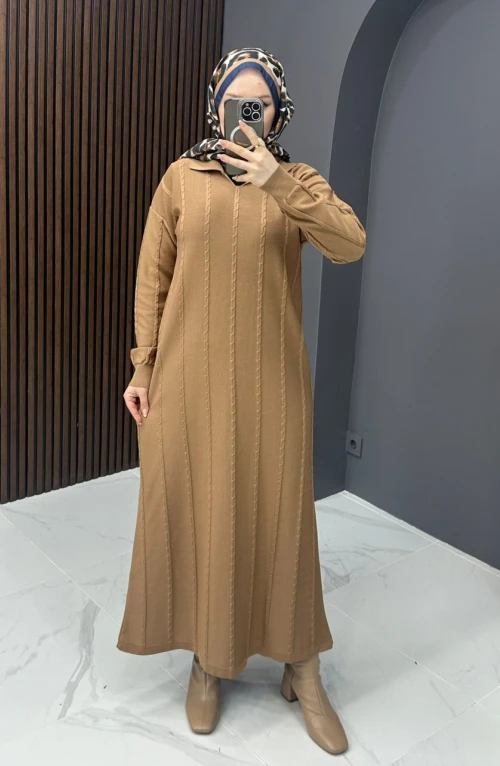 Asu Triko Elbise - Camel