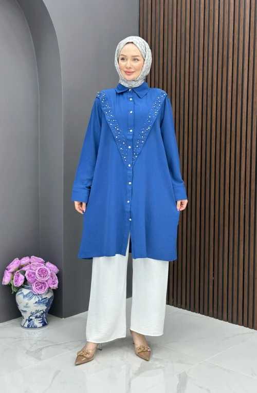Taşlı Tunik - İndigo