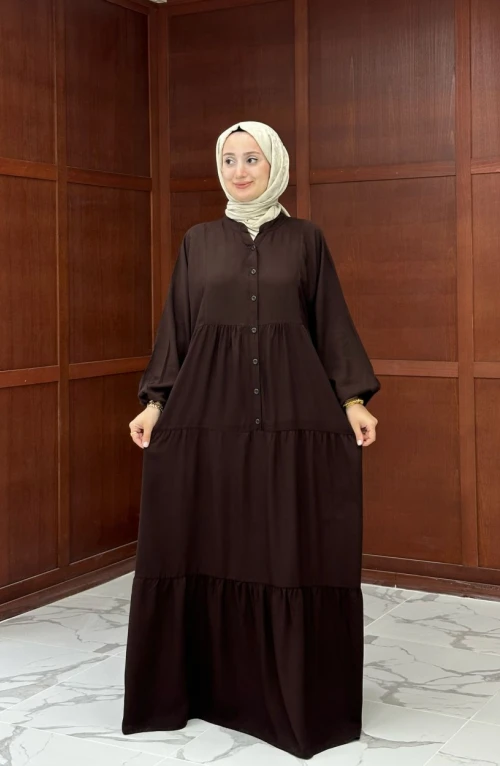 Tofisa Uzun Elbise - Kahve