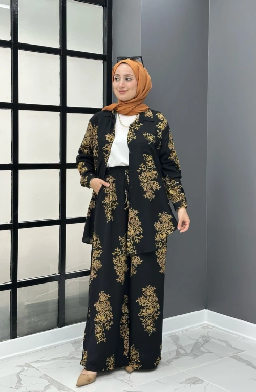 Osmanlı Desen Takım - Siyah