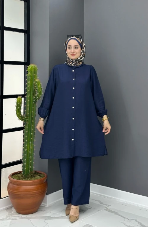 Bahar Düğmeli Takım - Lacivert