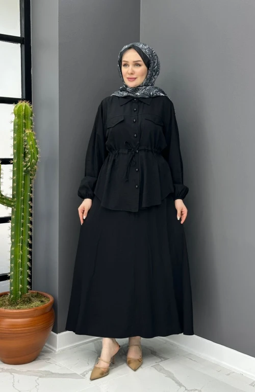 İnci Etekli Takım - Siyah