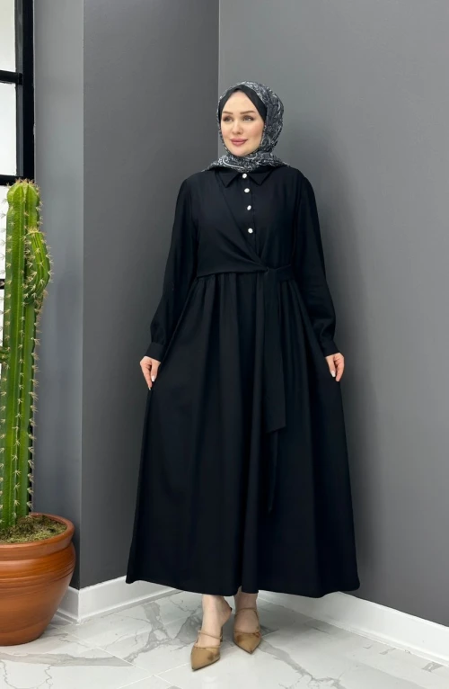 Gülben Elbise - Siyah