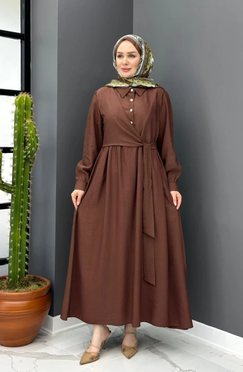 Gülben Elbise - Kahve