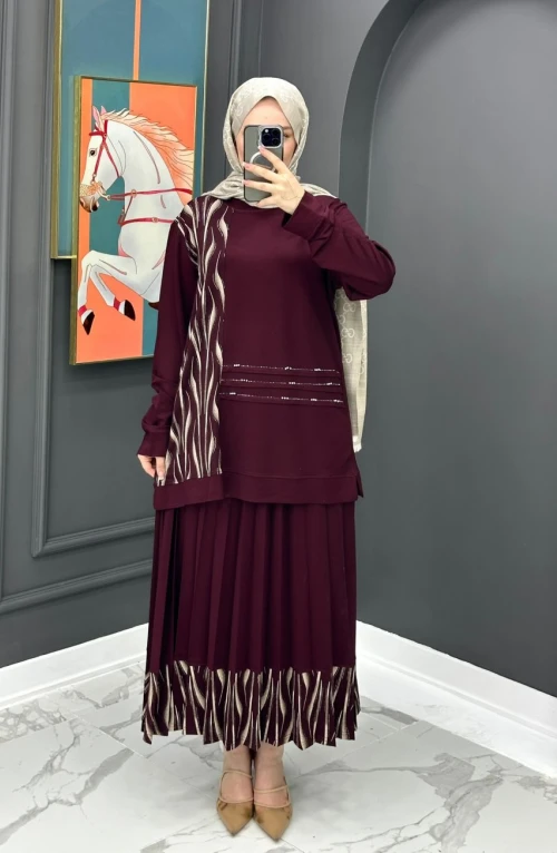 Ferhunde Etekli Takım - Bordo