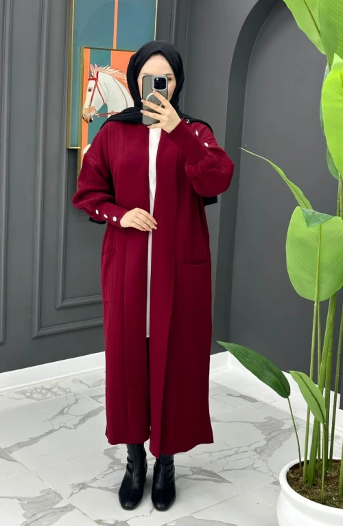 Yade Uzun Hırka - Bordo Yade Uzun Hırka - Bordo