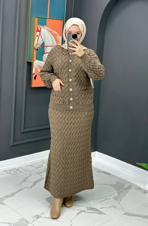 Elsa Triko Etekli Takım - Camel Elsa Triko Etekli Takım - Camel