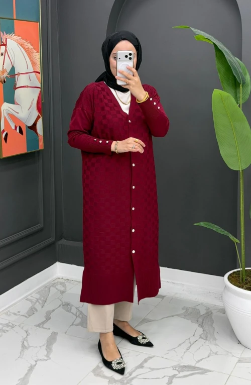 Bella Merserize Hırka - Bordo Bella Merserize Hırka - Bordo