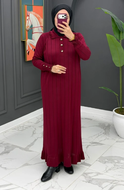 Esengül Triko Elbise - Bordo Esengül Triko Elbise - Bordo