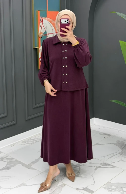 Bergüzar Etekli Takım - Mürdüm Bergüzar Etekli Takım - Mürdüm
