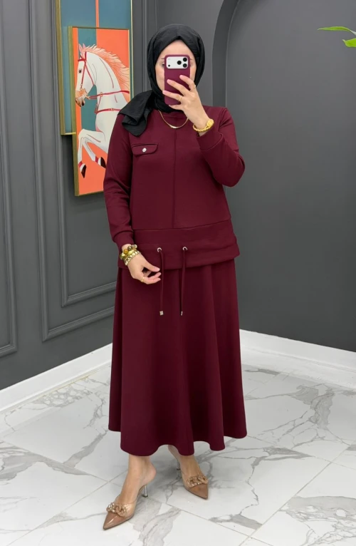 Duru Etekli Takım - Bordo Duru Etekli Takım - Bordo
