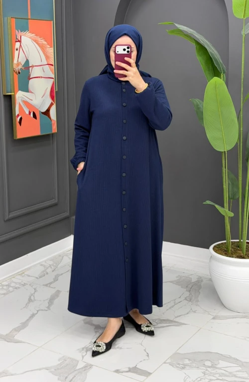 Hatice Uzun Kap - Lacivert Hatice Uzun Kap - Lacivert