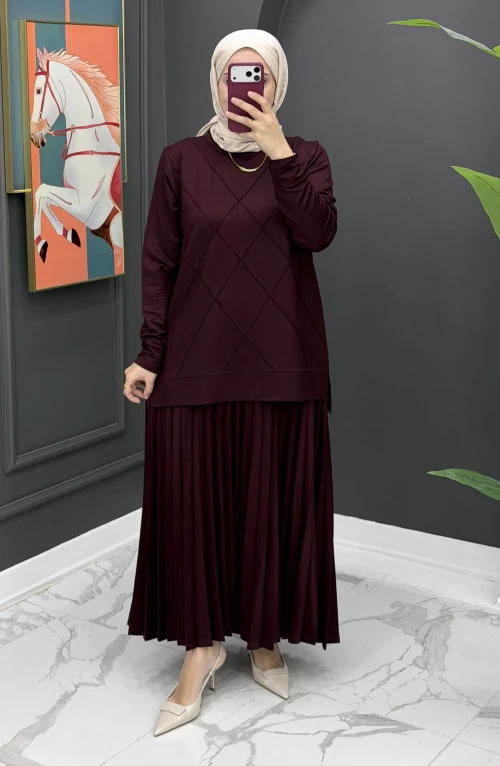 Necla Etekli Takım - Bordo Necla Etekli Takım - Bordo