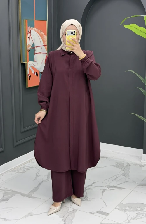 Hanife Uzun Takım - Bordo Hanife Uzun Takım - Bordo