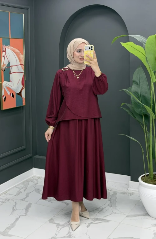 Ferda Etekli Takım - Bordo Ferda Etekli Takım - Bordo