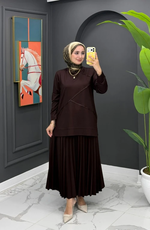 Zenan Etekli Takım- Kahverengi Zenan Etekli Takım- Kahverengi