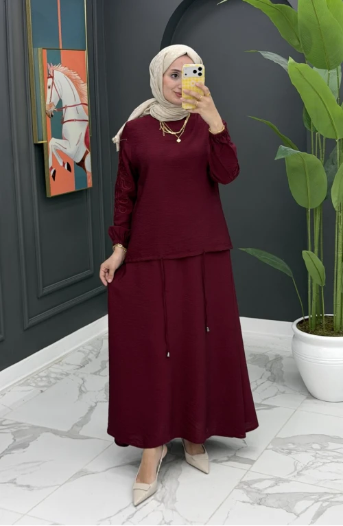 Ceyda Etekli Takım - Bordo Ceyda Etekli Takım - Bordo