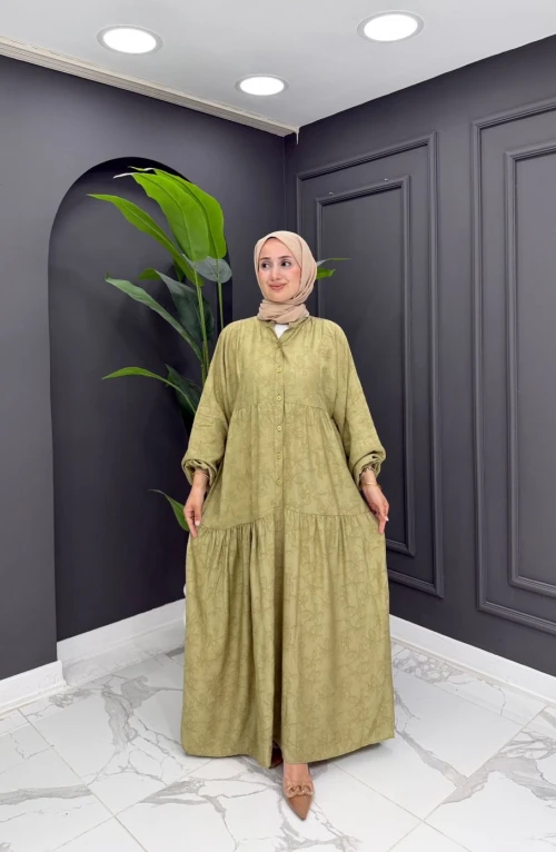 Gökçe Desenli Elbise- Yeşil Gökçe Desenli Elbise- Yeşil