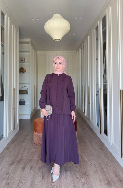 Müjde Etekli Takım- Mürdüm Müjde Etekli Takım- Mürdüm