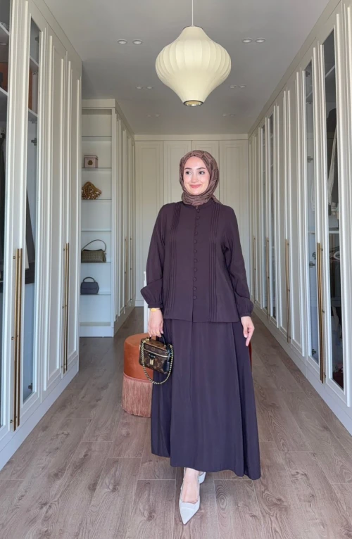 Müjde Etekli Takım- Kahverengi Müjde Etekli Takım- Kahverengi