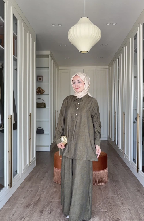 Peri Desenli Takım-Haki Peri Desenli Takım-Haki