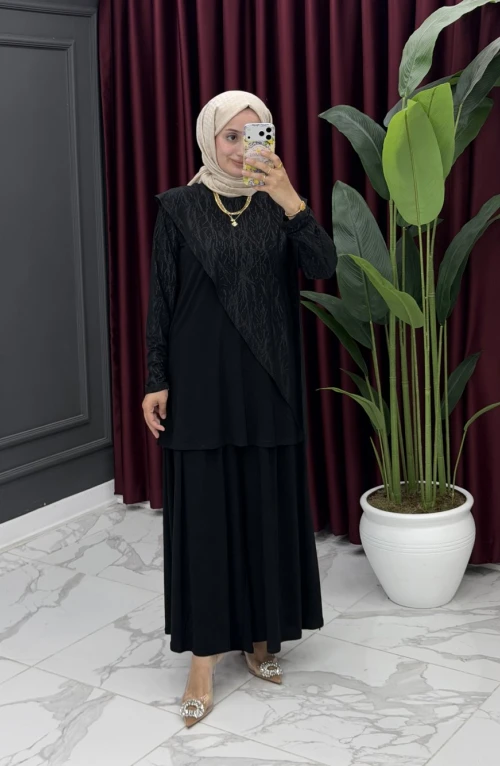 Gayem Bol Pantolonlu Takım - Siyah