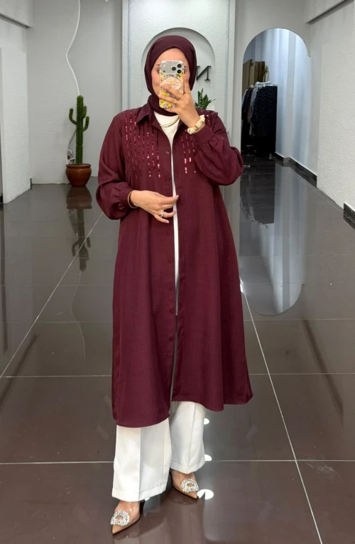 Azze Uzun Tunik-Mürdüm Azze Uzun Tunik-Mürdüm