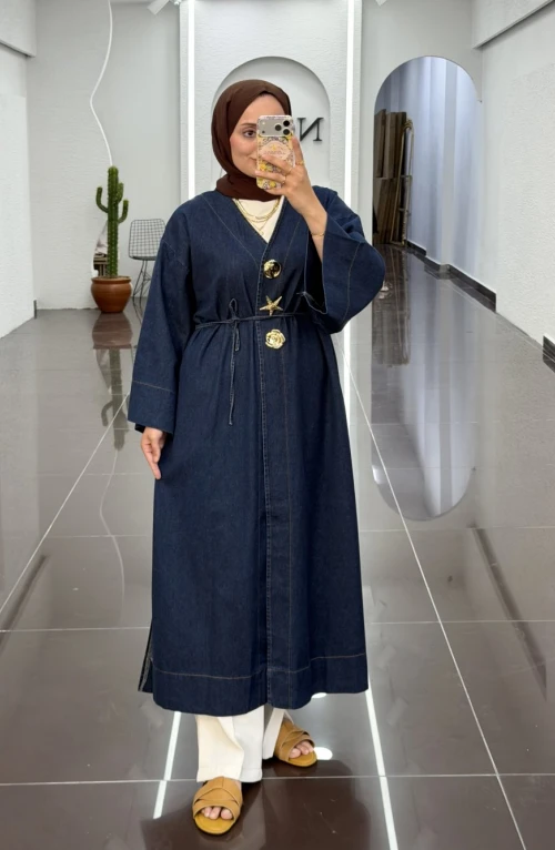 Kot Kap Kimono-Koyu Mavi