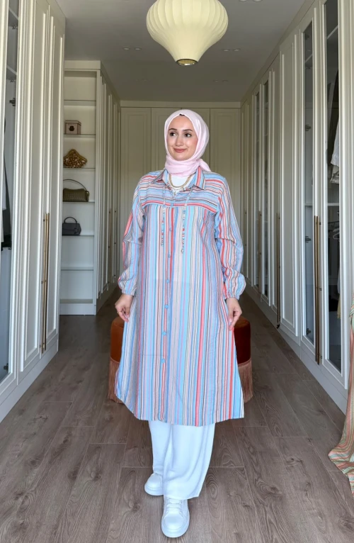 Yıldız Renkli Tunik -Mavi Yıldız Renkli Tunik -Mavi