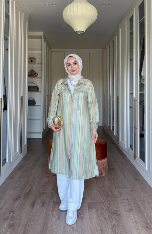 Yıldız Renkli Tunik -Yeşil Yıldız Renkli Tunik -Yeşil