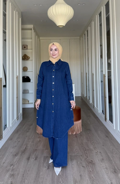 YANLARI DÜĞMELİ KOT TAKIM - LACİ YANLARI DÜĞMELİ KOT TAKIM - LACİ