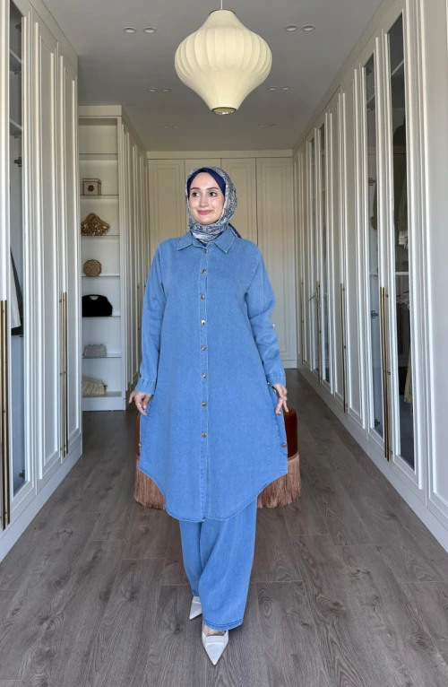 YANLARI DÜĞMELİ KOT TAKIM - MAVİ YANLARI DÜĞMELİ KOT TAKIM - MAVİ