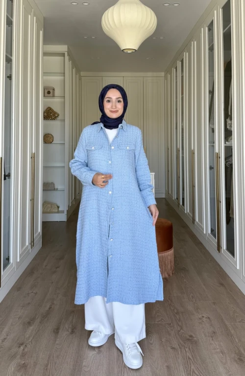 Zerrin Uzun Kap - Açık mavi Zerrin Uzun Kap - Açık mavi