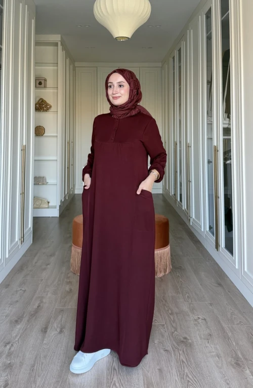 Niloş Oyhso Elbise - Bordo
