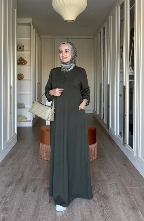 Niloş Oyhso Elbise - Haki