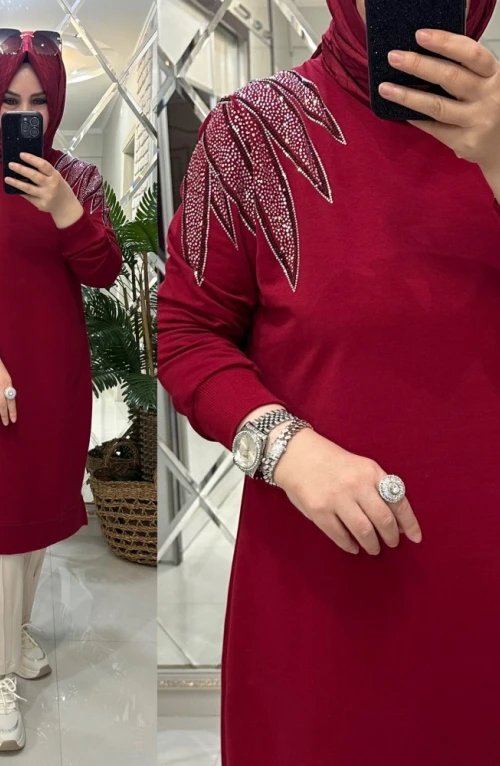 Nergis sweet penye tunik kırmızı