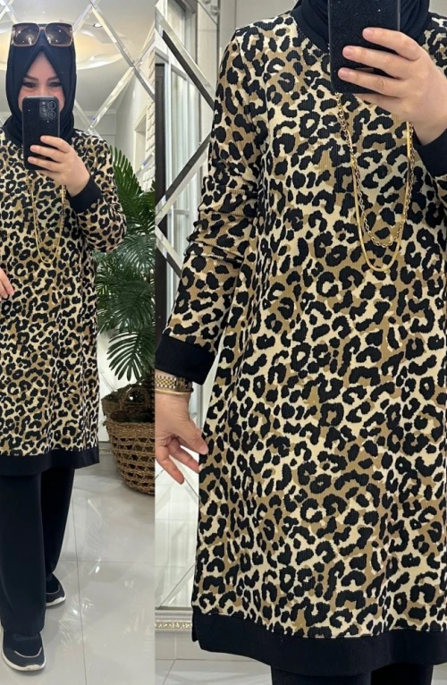 Pare takım fitilli leopar desen