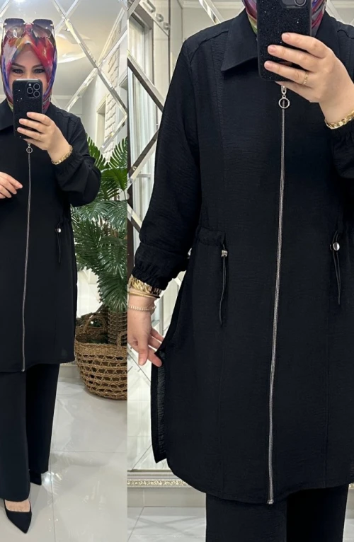 Elif takım ayrobin kumaş siyah