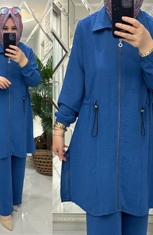 Elif takım ayrobin kumaş mavi