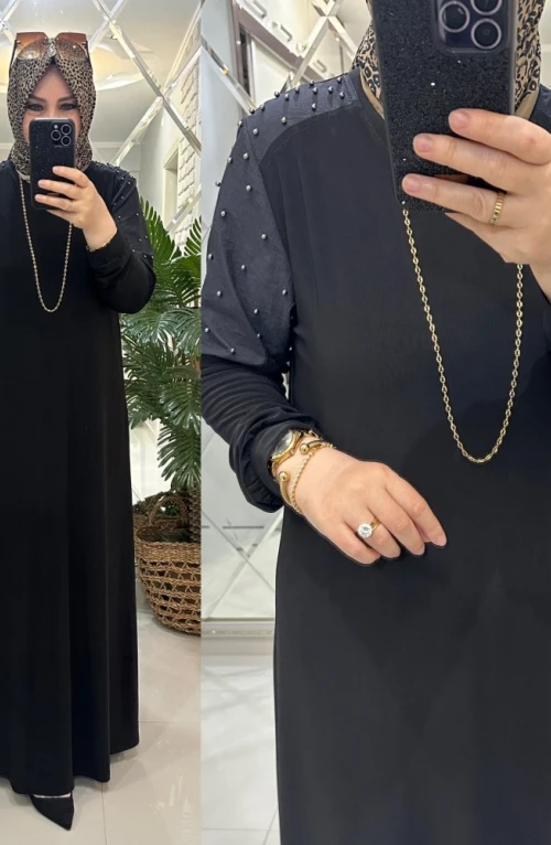 Sofia elbise sandy kumaş siyah
