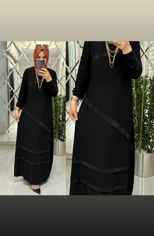 Kapris elbise sandy kumaş siyah
