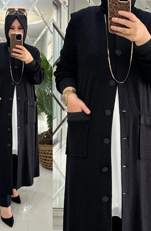 Beyda hırka ipek/yün triko siyah Beyda hırka ipek/yün triko siyah