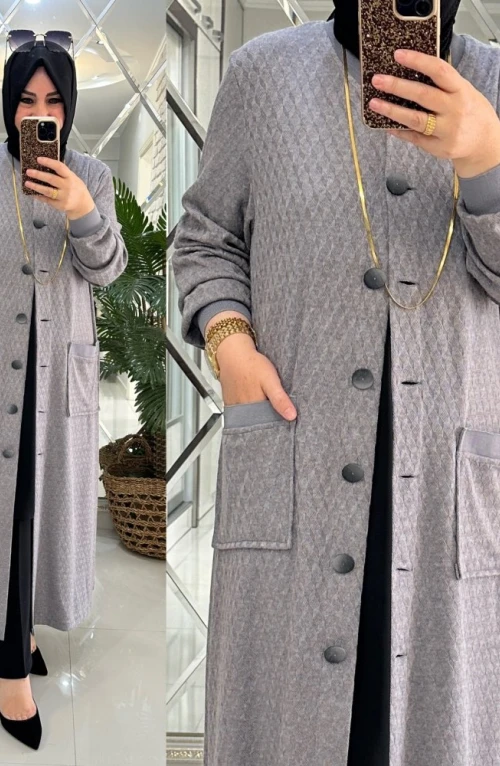 Beyda hırka ipek/yün triko gri Beyda hırka ipek/yün triko gri