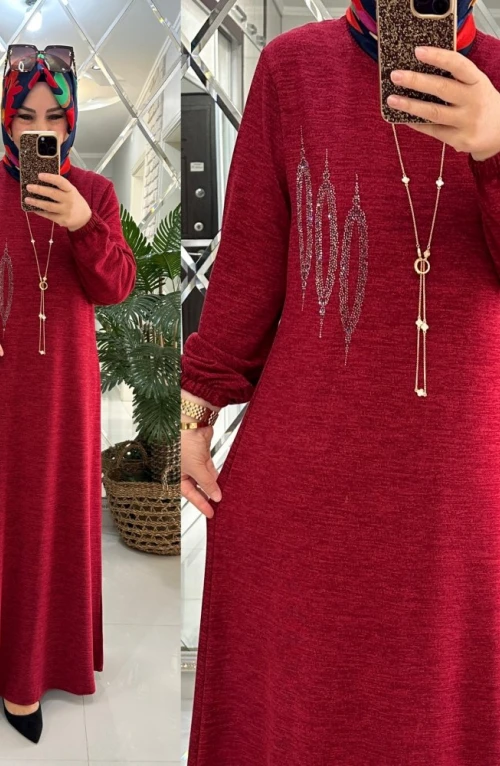 Hande elbise yumoş triko bordo Hande elbise yumoş triko bordo