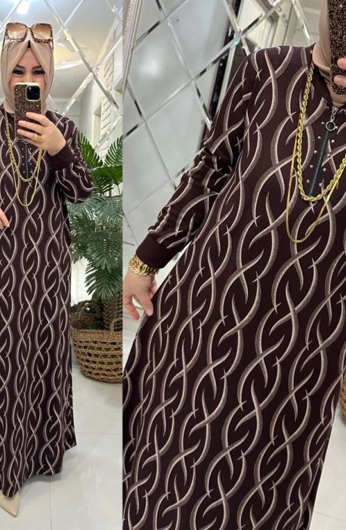 Feride elbise örme penye kumaş kahve Feride elbise örme penye kumaş kahve