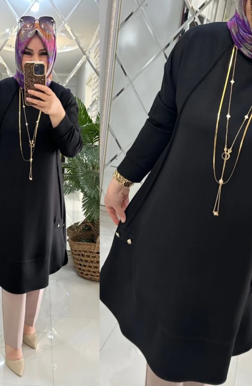 Beyza tunik Oyşo kumaş siyah Beyza tunik Oyşo kumaş siyah