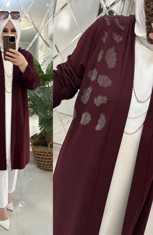 İnci hırka ipek penye kumaş bordo İnci hırka ipek penye kumaş bordo